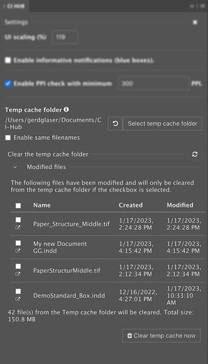 Clear temp cache folder